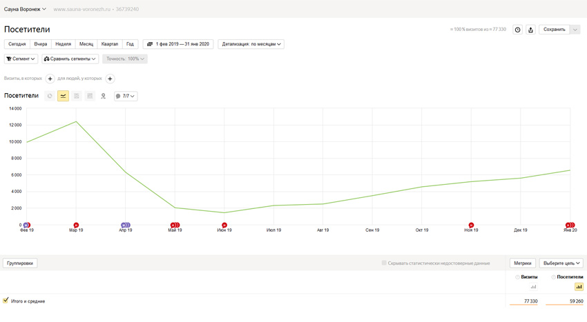 Статистика посещаемости саун в Воронеже 2019